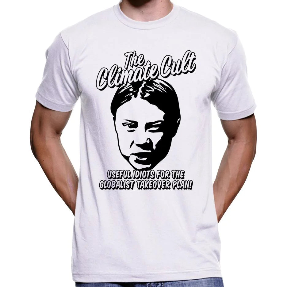 Climate Cult "Useful Idiots For The Globalist Takeover Plan" T-Shirt Wide Awake Clothing