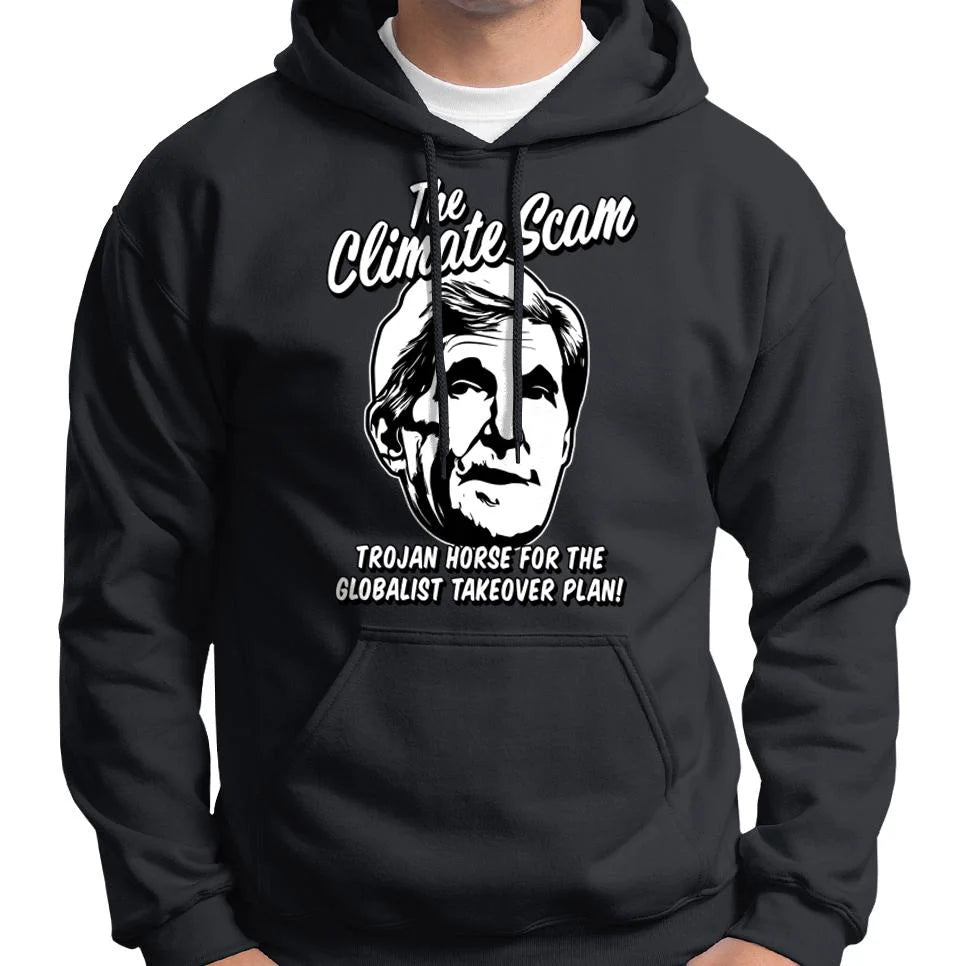 Climate Scam "Trojan Horse For The Globalist Takeover Plan" Hoodie Wide Awake Clothing