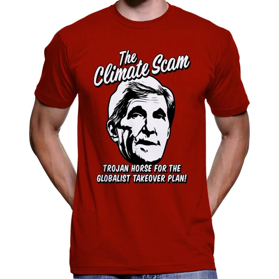 Climate Scam "Trojan Horse For The Globalist Takeover Plan" T-Shirt Wide Awake Clothing