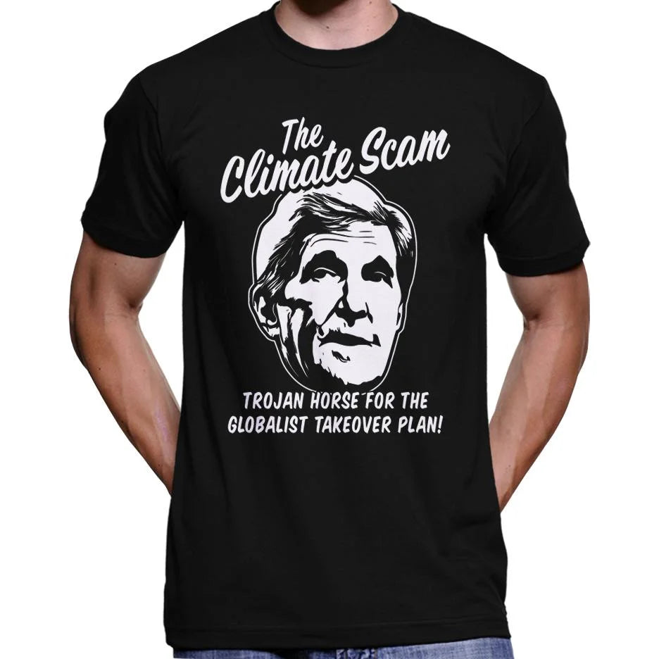 Climate Scam "Trojan Horse For The Globalist Takeover Plan" T-Shirt Wide Awake Clothing