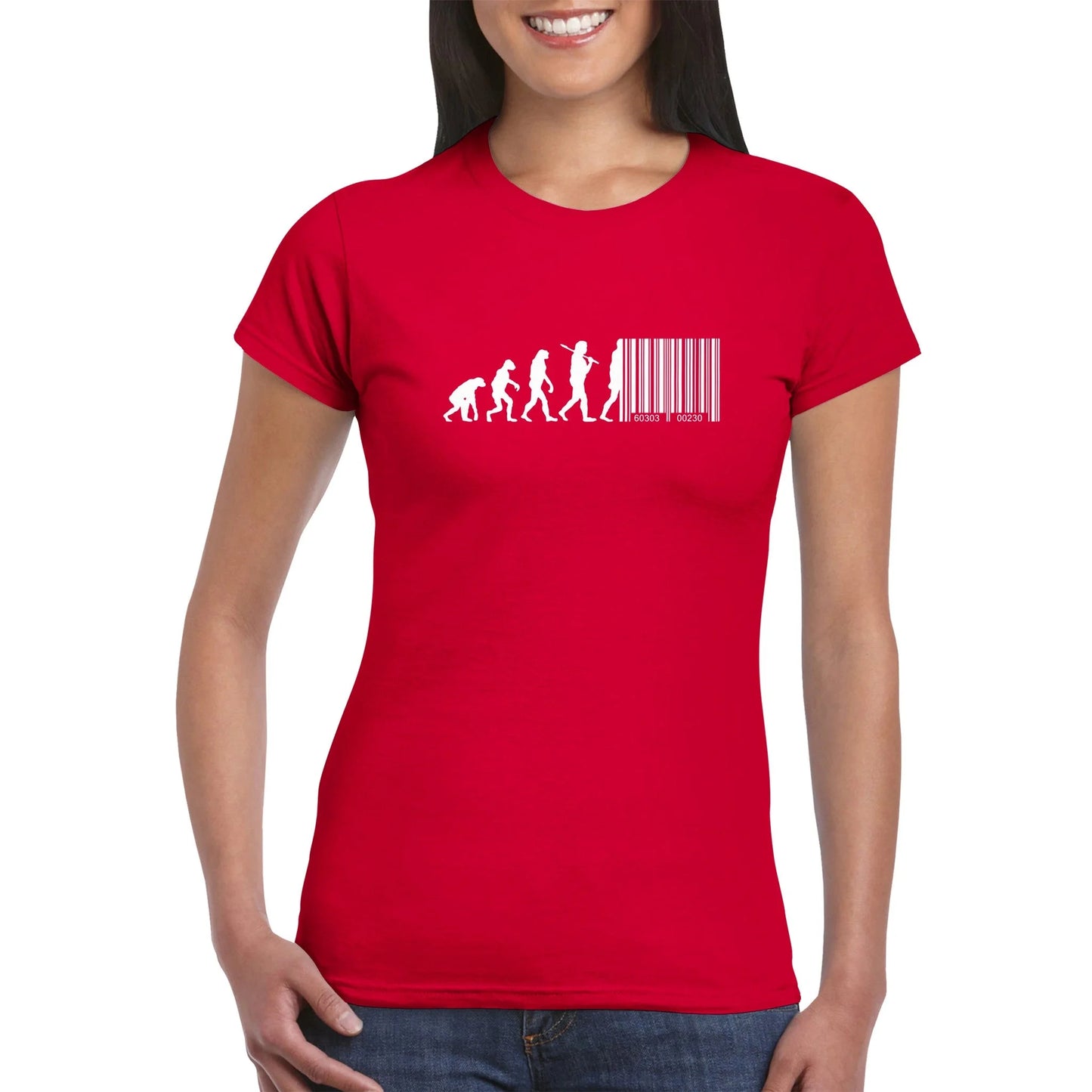 Devolution Of Man Barcode Transhumanismus Damen T-Shirt