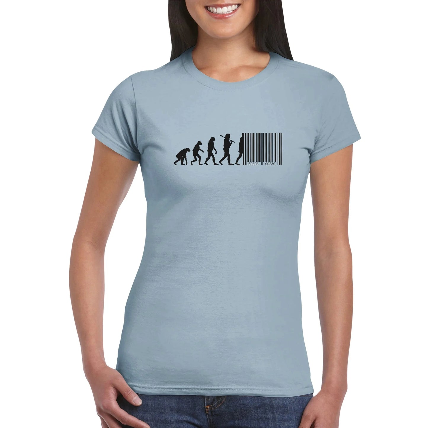 Devolution Of Man Barcode Transhumanismus Damen T-Shirt