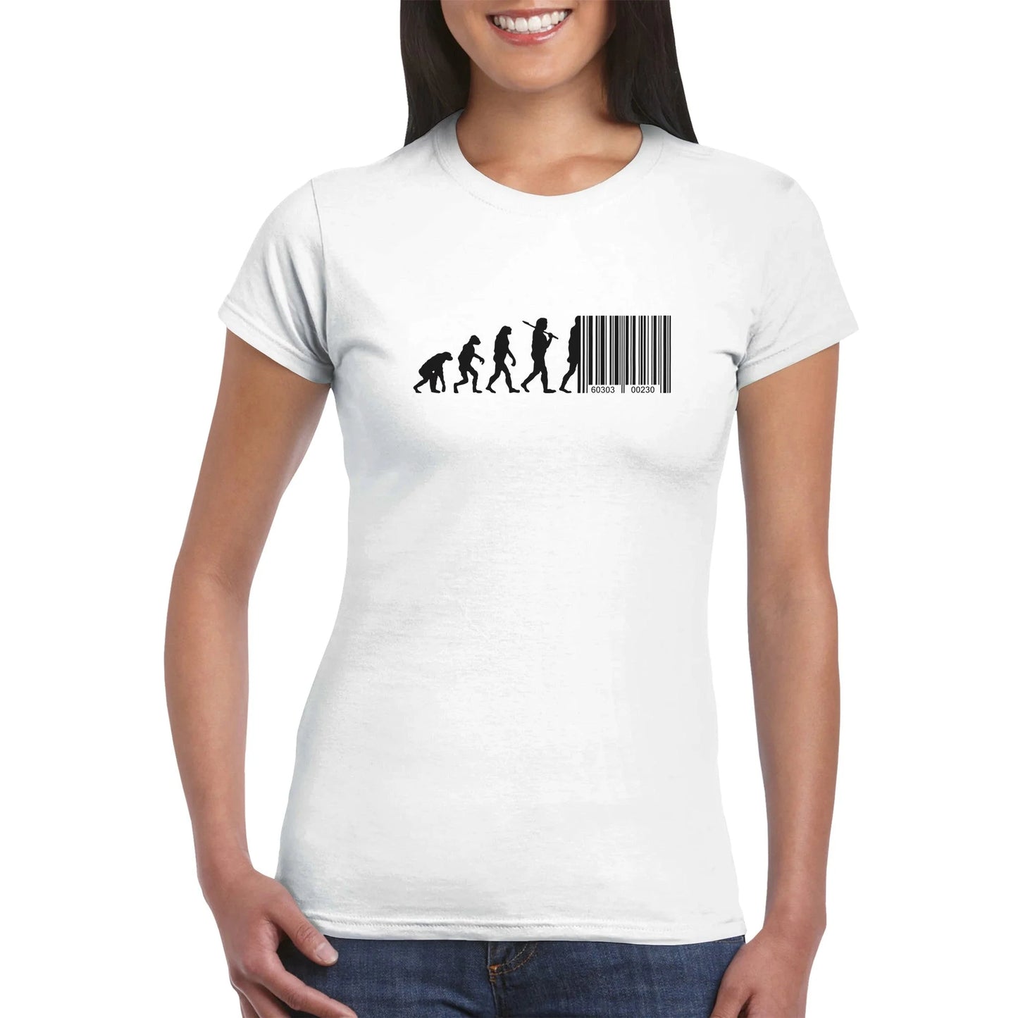 Devolution Of Man Barcode Transhumanismus Damen T-Shirt
