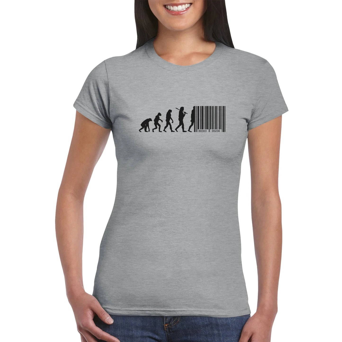 Devolution Of Man Barcode Transhumanismus Damen T-Shirt