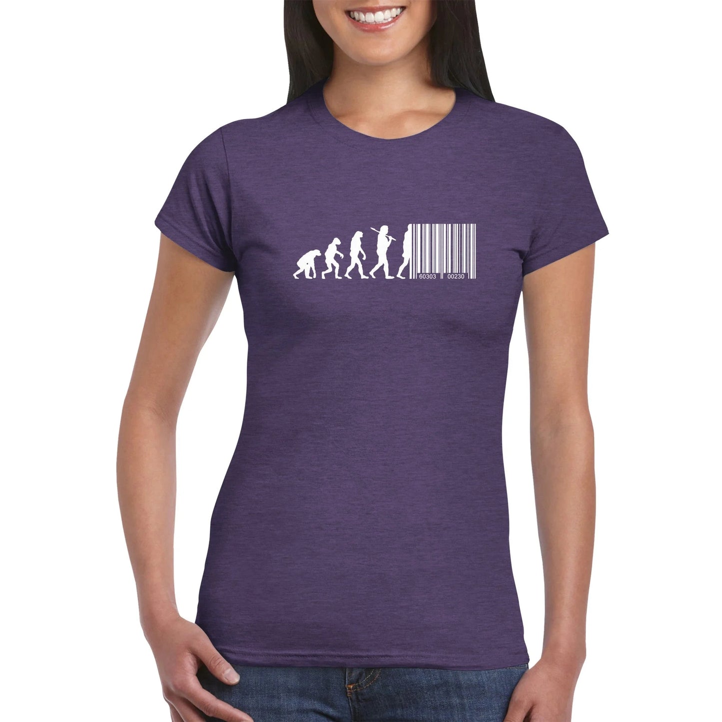 Devolution Of Man Barcode Transhumanismus Damen T-Shirt