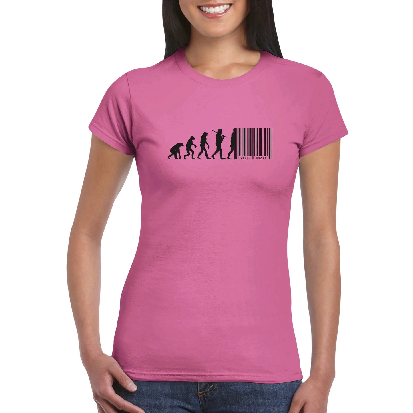 Devolution Of Man Barcode Transhumanismus Damen T-Shirt