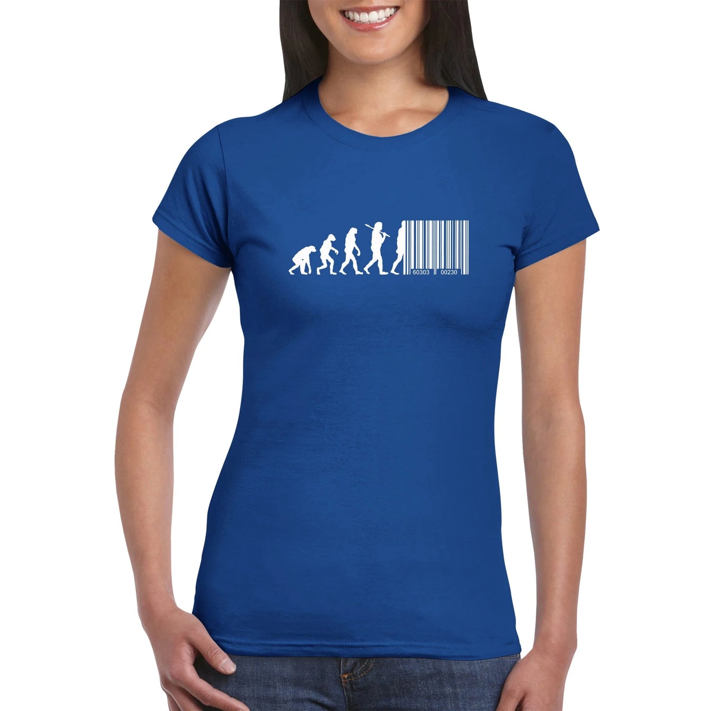 Devolution Of Man Barcode Transhumanismus Damen T-Shirt