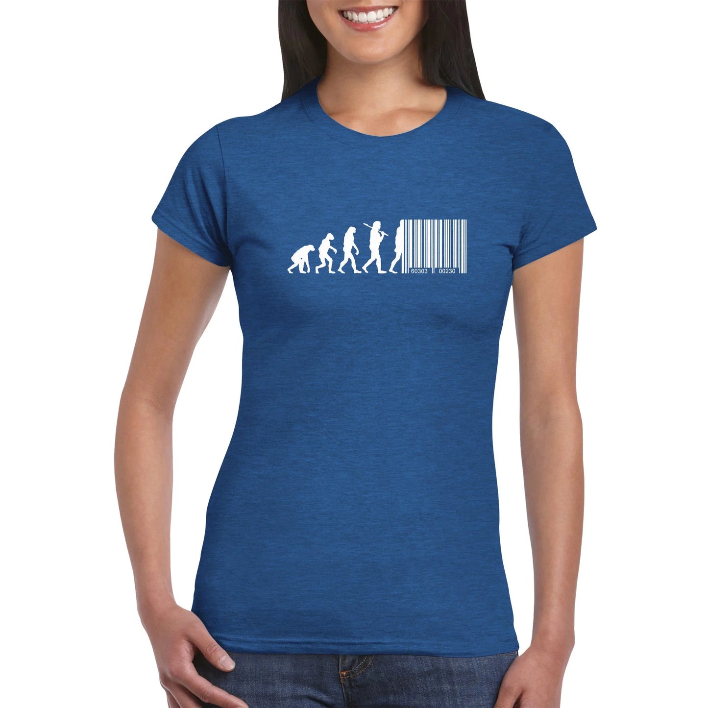 Devolution Of Man Barcode Transhumanismus Damen T-Shirt