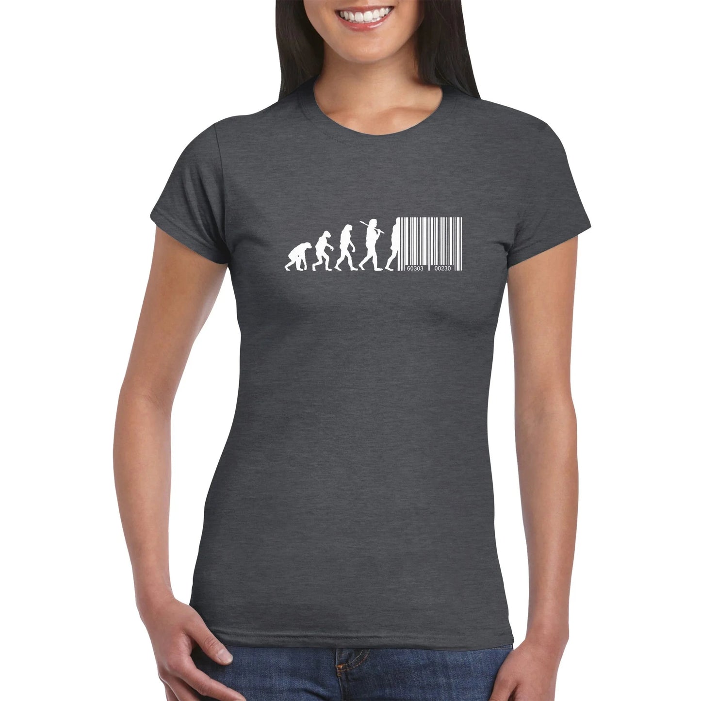 Devolution Of Man Barcode Transhumanismus Damen T-Shirt