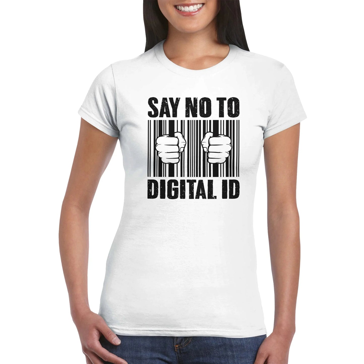 Sagen Sie Nein zu digitalen ID-Frauen-T-Shirt