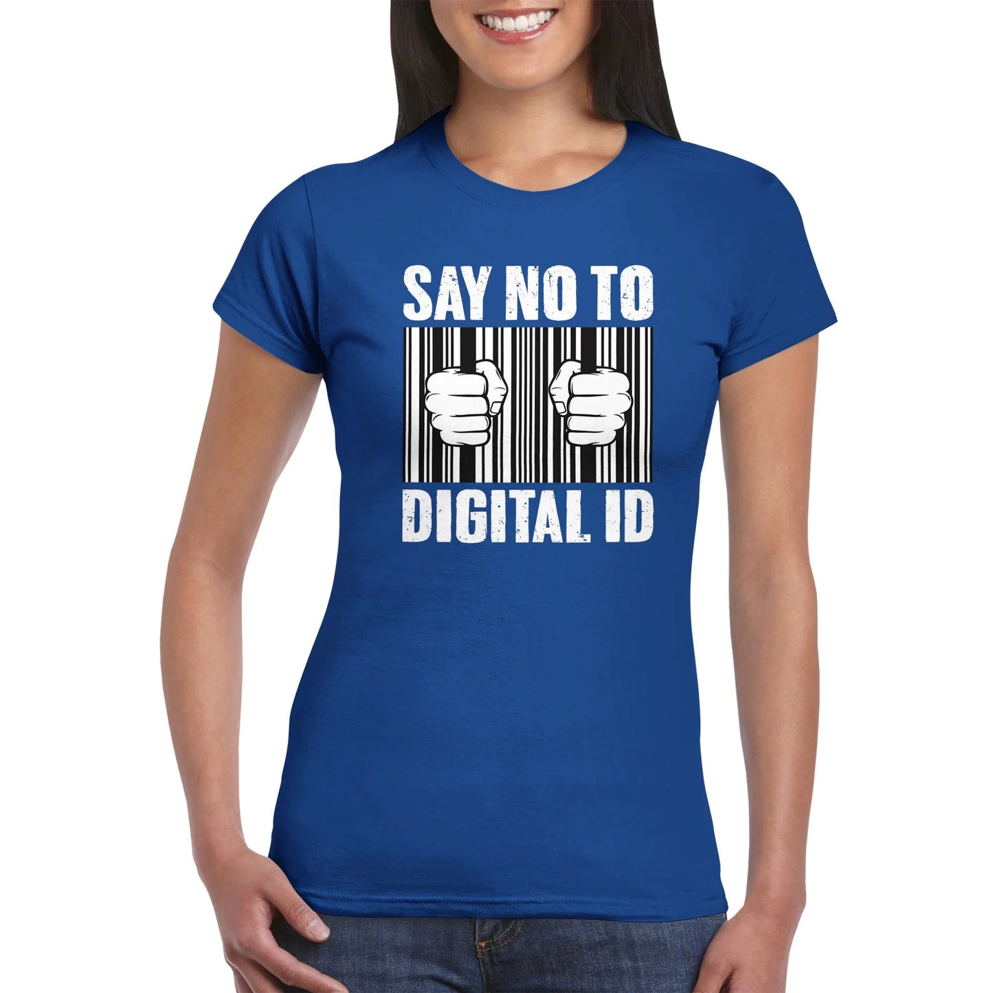 Sagen Sie Nein zu digitalen ID-Frauen-T-Shirt
