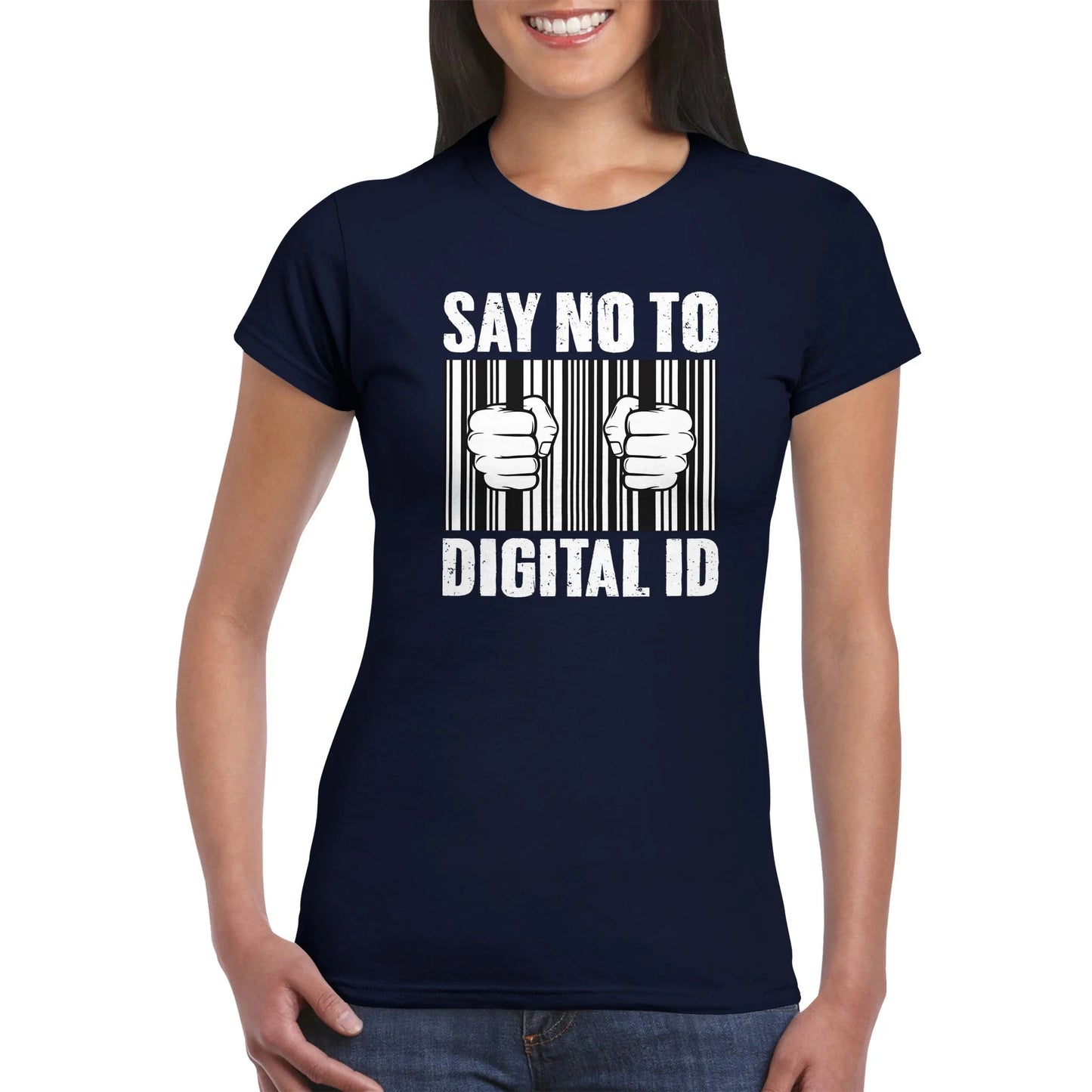 Sagen Sie Nein zu digitalen ID-Frauen-T-Shirt
