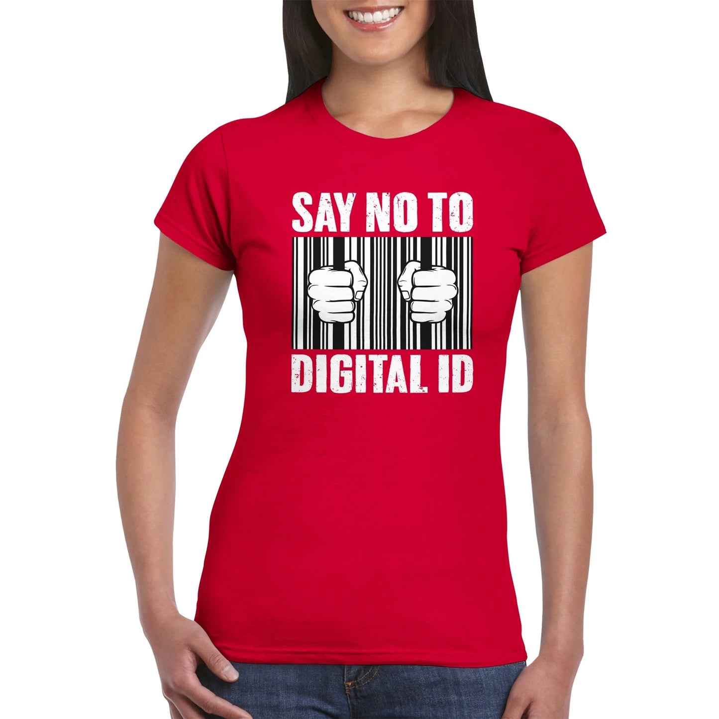 Sagen Sie Nein zu digitalen ID-Frauen-T-Shirt