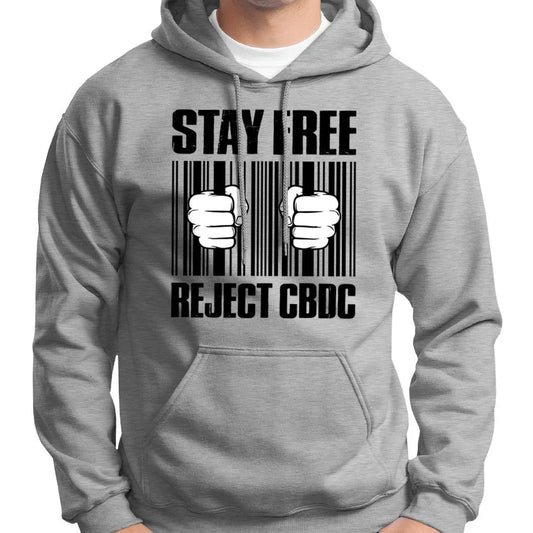 Stay Free, Reject CBDC Barcode Hoodie Wide Awake Clothing