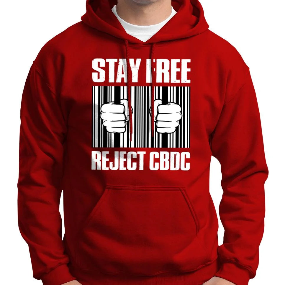 Stay Free, Reject CBDC Barcode Hoodie Wide Awake Clothing