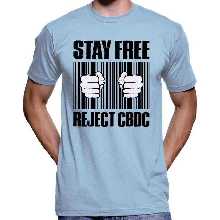Stay Free, Reject CBDC Barcode T-Shirt Wide Awake Clothing