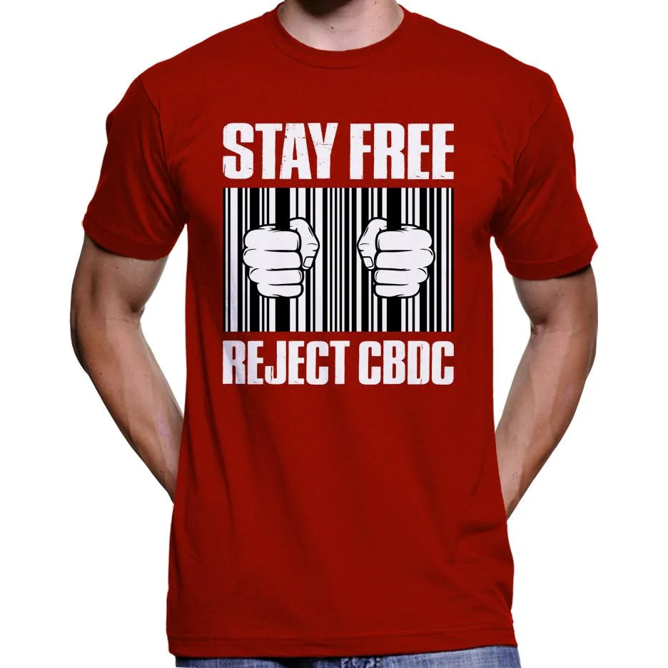 Stay Free, Reject CBDC Barcode T-Shirt Wide Awake Clothing