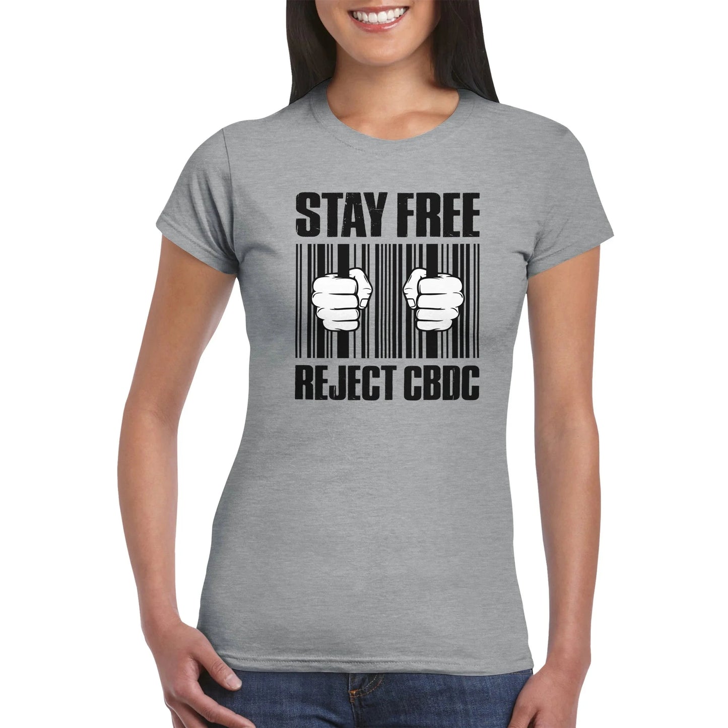 Stay Free, Reject CBDC Barcode Women's T-Shirt