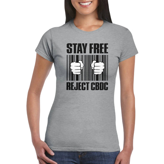 Stay Free, Reject CBDC Barcode Women's T-Shirt