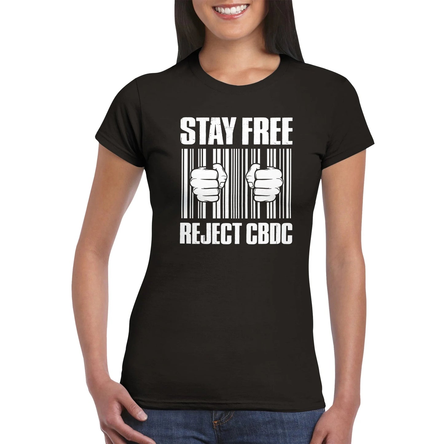 Stay Free, Reject CBDC Barcode Women's T-Shirt