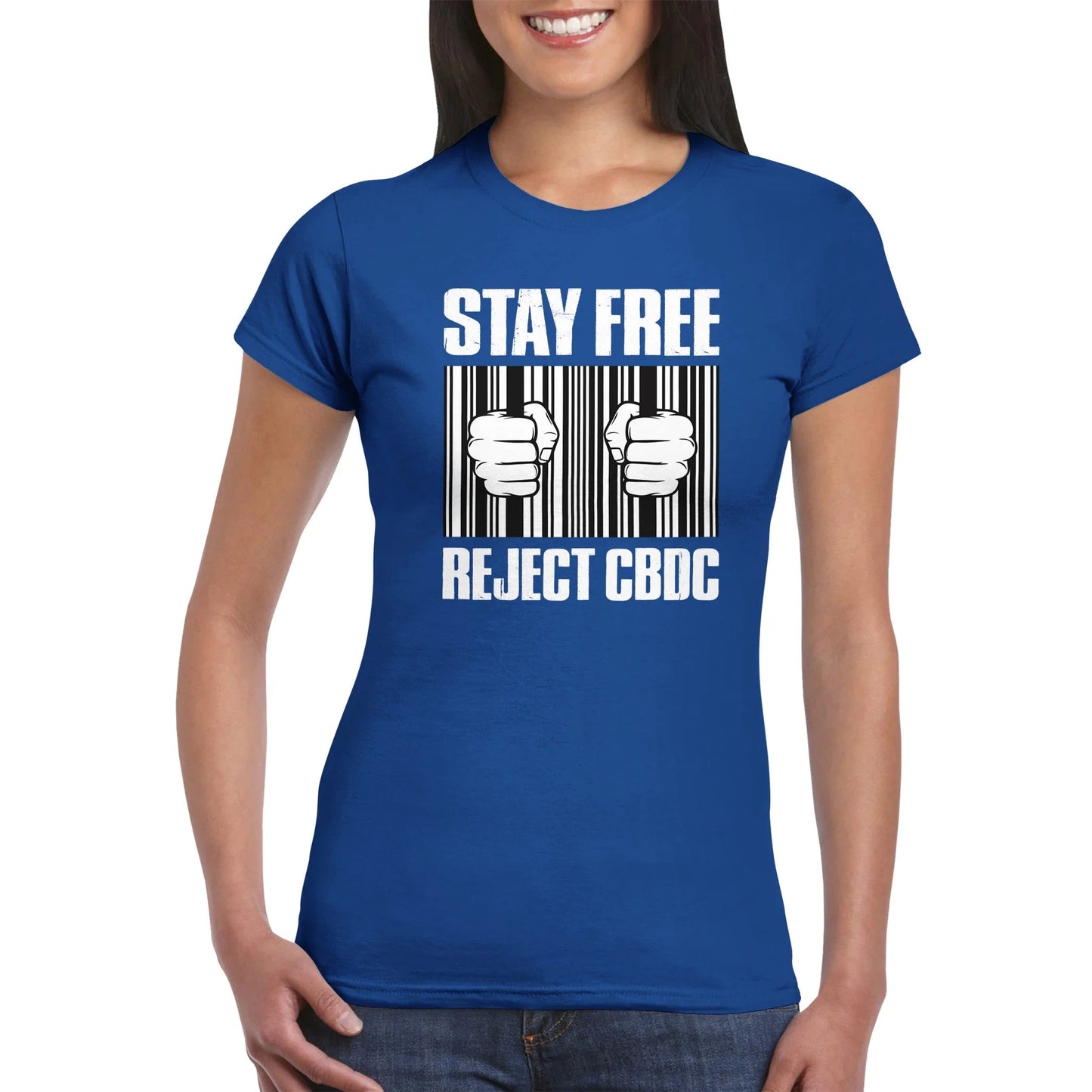 Stay Free, Reject CBDC Barcode Women's T-Shirt