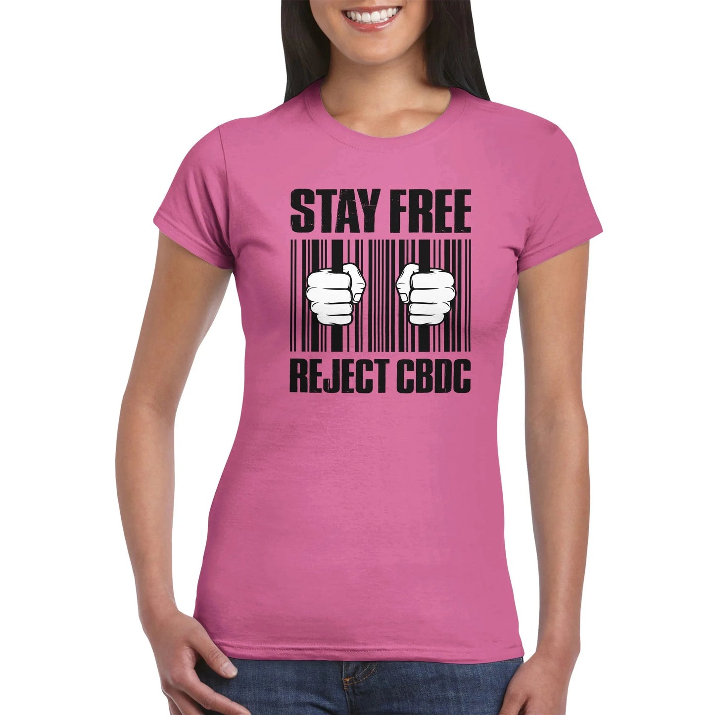Stay Free, Reject CBDC Barcode Women's T-Shirt