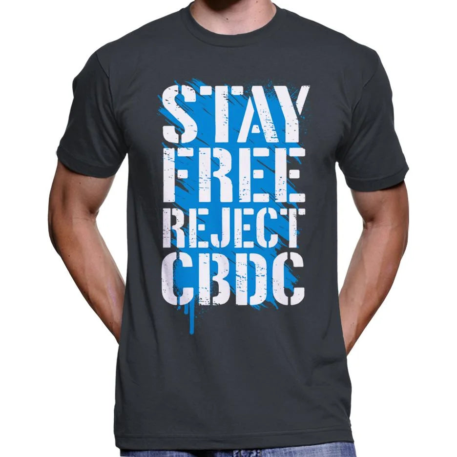 Stay Free, Reject CBDC Graffiti T-Shirt Wide Awake Clothing