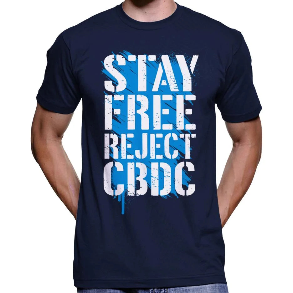 Stay Free, Reject CBDC Graffiti T-Shirt Wide Awake Clothing