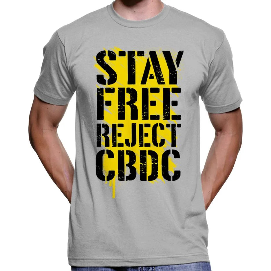 Stay Free, Reject CBDC Graffiti T-Shirt Wide Awake Clothing