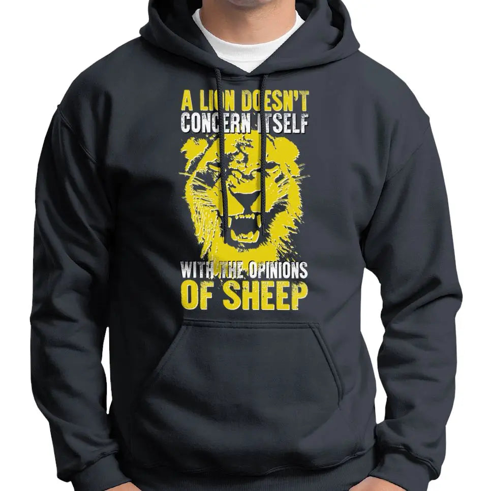 "A Lion Doesn't Concern Itself With The Opinions Of Sheep" Hoodie Wide Awake Clothing