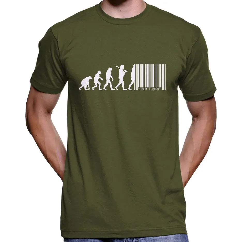 Devolution Of Man Barcode Transhumanism T-Shirt Wide Awake Clothing
