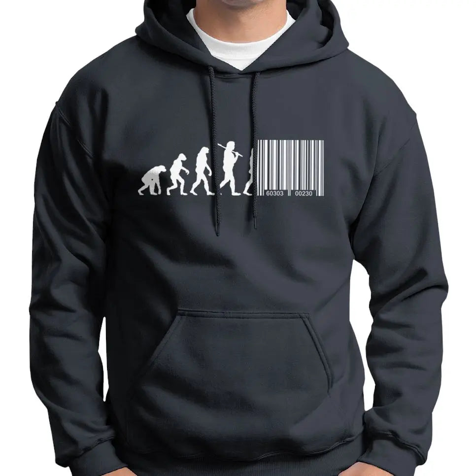 Devolution Of Man Barcode Transhumanism Hoodie Wide Awake Clothing