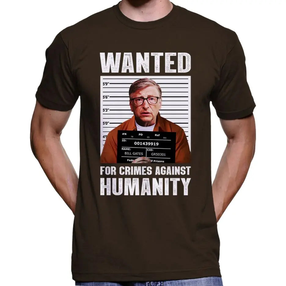Anti Bill Gates Wanted Poster T-Shirt Wide Awake Clothing