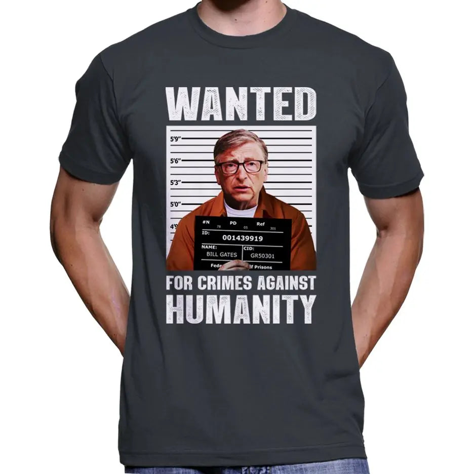 Anti Bill Gates Wanted Poster T-Shirt Wide Awake Clothing