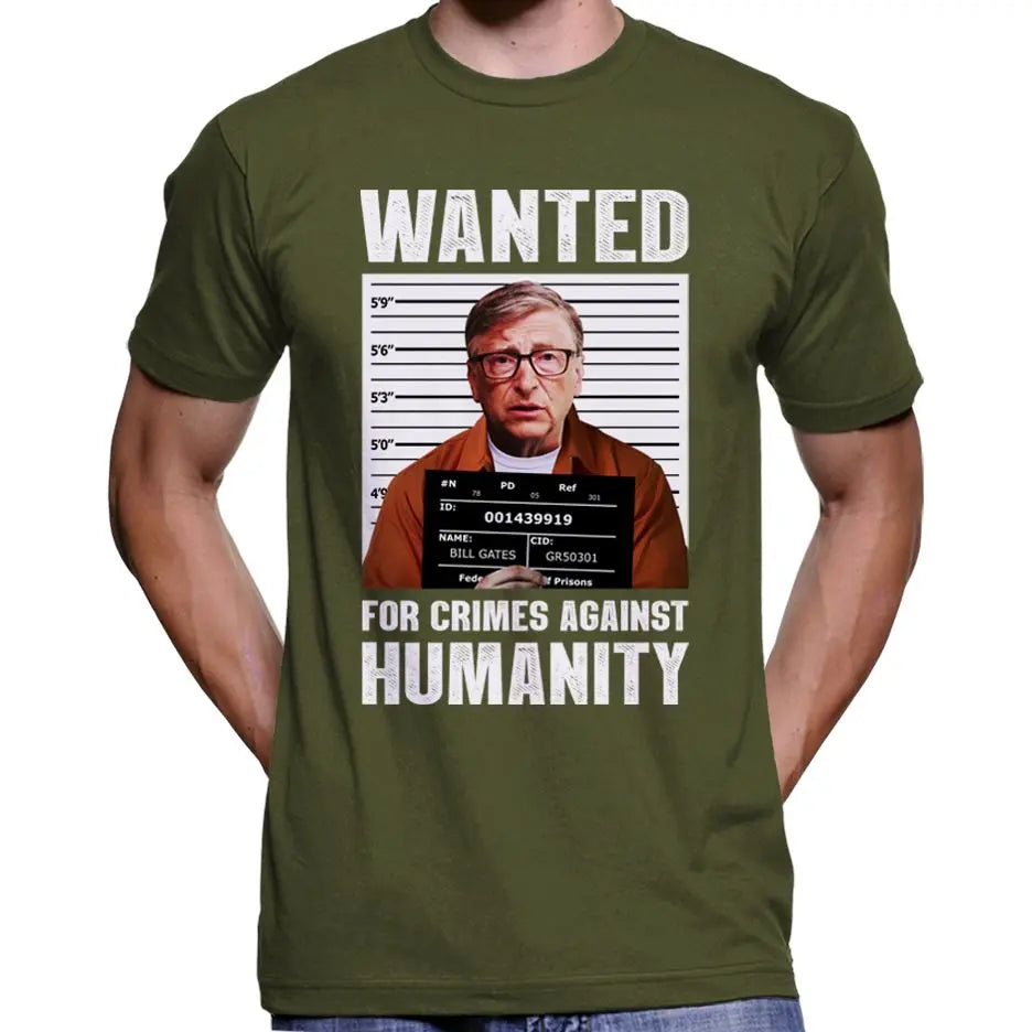 Anti Bill Gates Wanted Poster T-Shirt Wide Awake Clothing