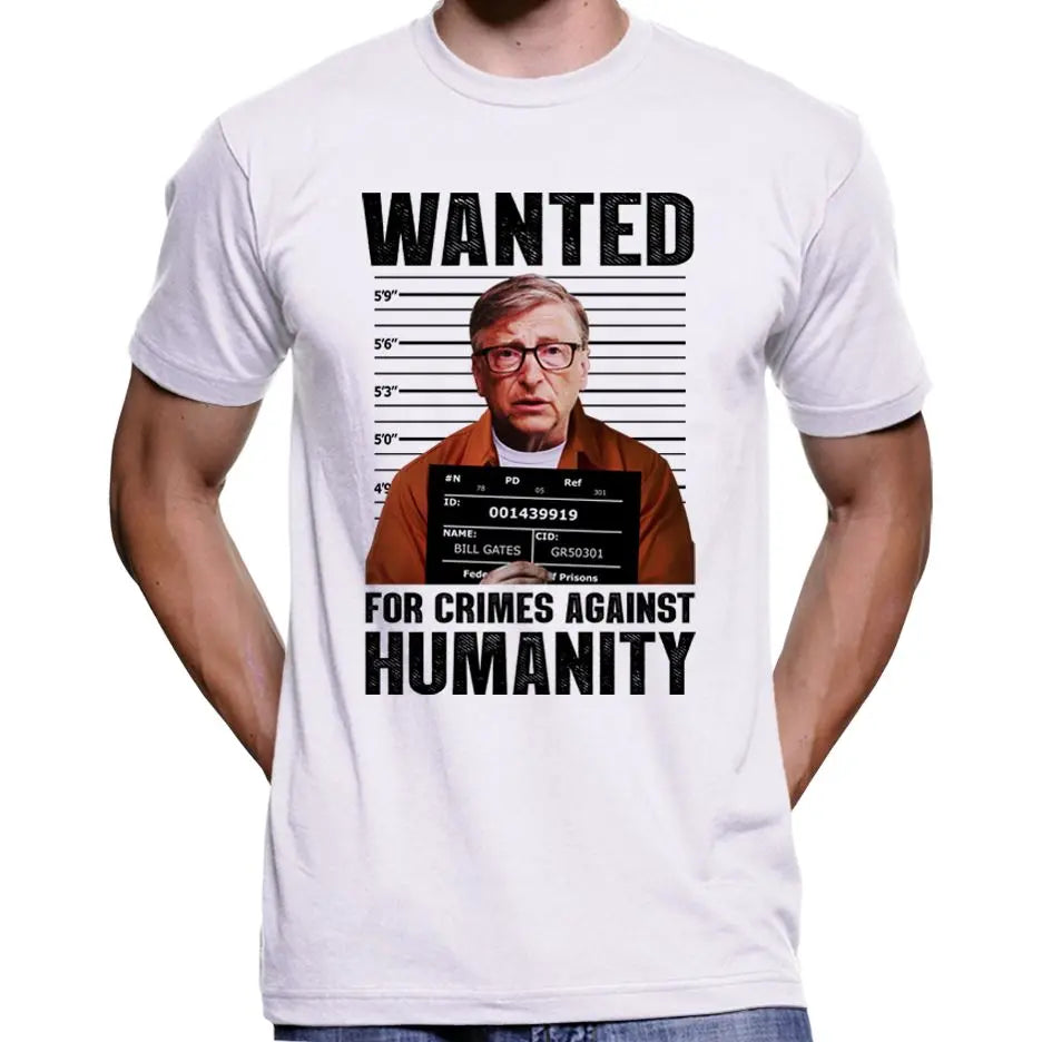 Anti Bill Gates Wanted Poster T-Shirt Wide Awake Clothing