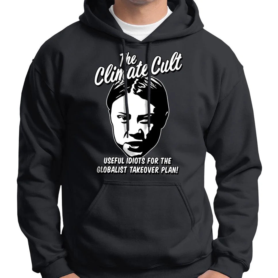 Climate Cult "Useful Idiots For The Globalist Takeover Plan" Hoodie Wide Awake Clothing