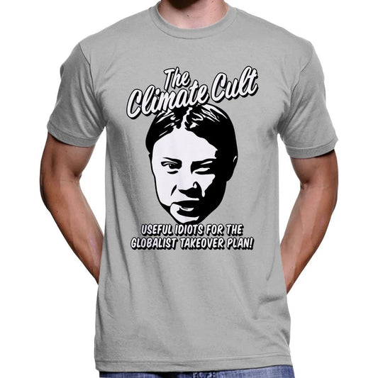 Climate Cult "Useful Idiots For The Globalist Takeover Plan" T-Shirt Wide Awake Clothing