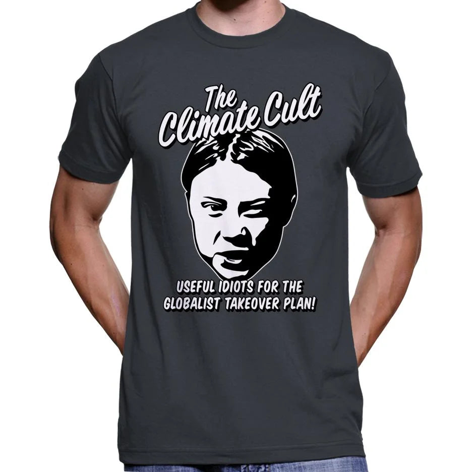 Climate Cult "Useful Idiots For The Globalist Takeover Plan" T-Shirt Wide Awake Clothing