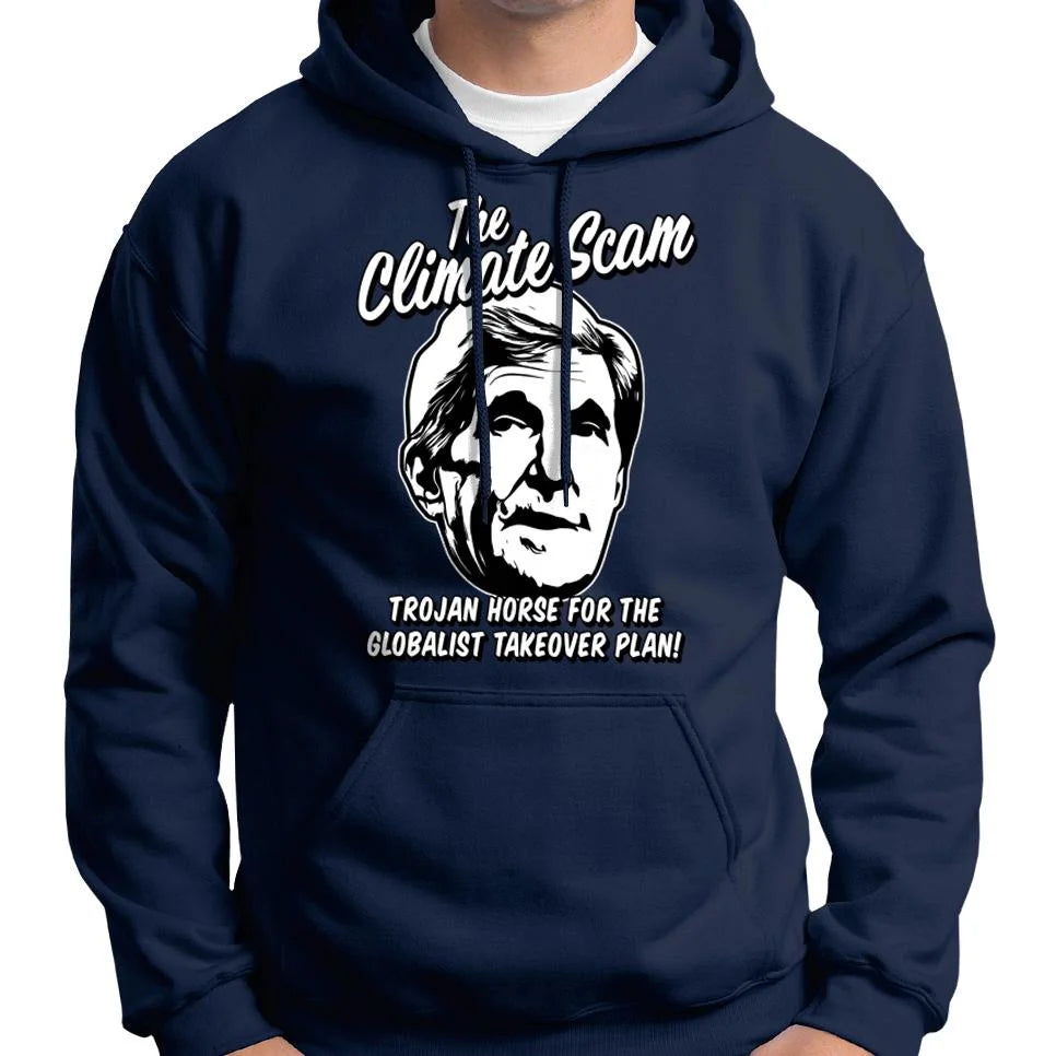 Climate Scam "Trojan Horse For The Globalist Takeover Plan" Hoodie Wide Awake Clothing