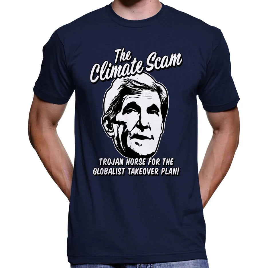 Climate Scam "Trojan Horse For The Globalist Takeover Plan" T-Shirt Wide Awake Clothing
