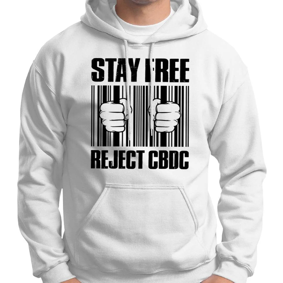 Stay Free, Reject CBDC Barcode Hoodie Wide Awake Clothing