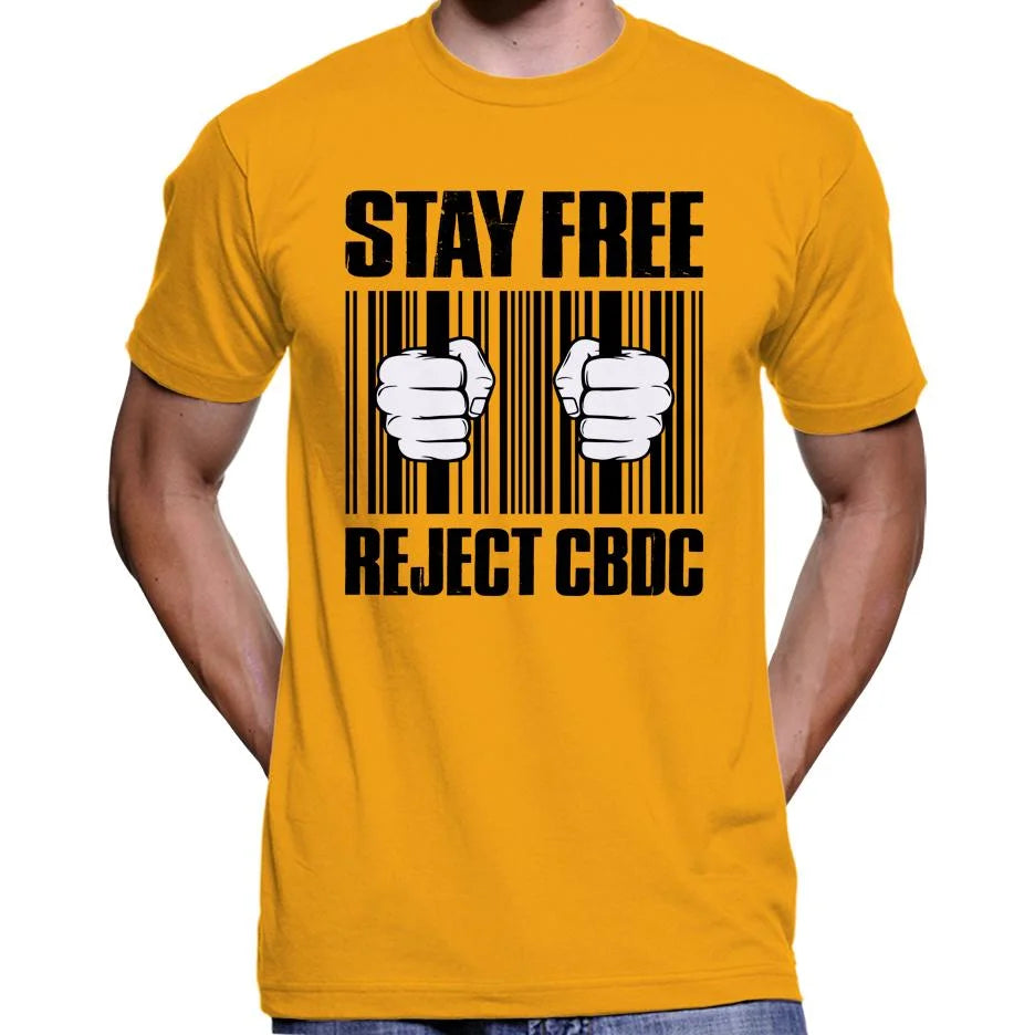 Stay Free, Reject CBDC Barcode T-Shirt Wide Awake Clothing