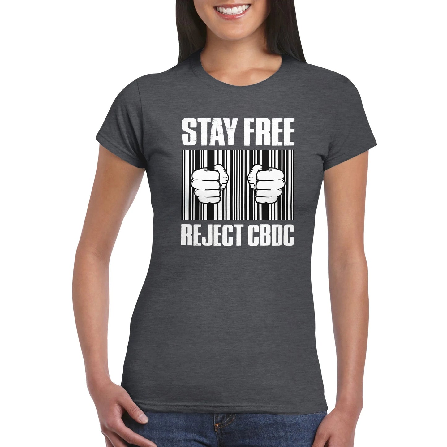 Stay Free, Reject CBDC Barcode Women's T-Shirt