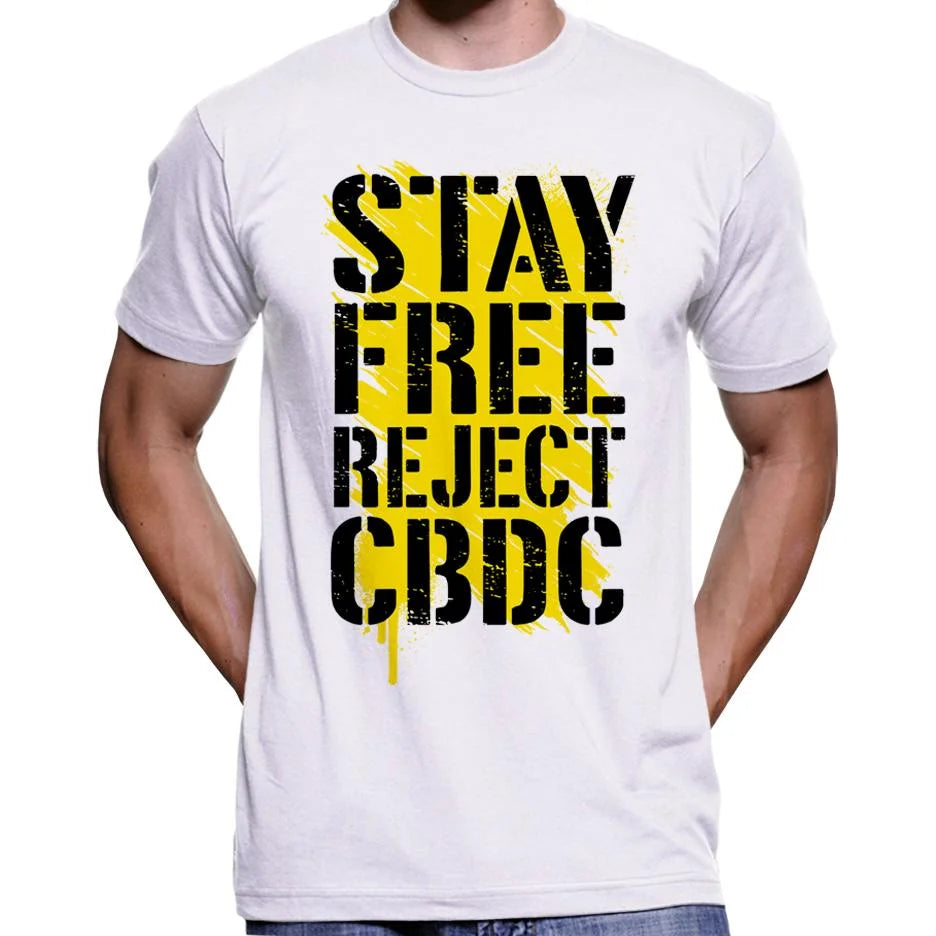 Stay Free, Reject CBDC Graffiti T-Shirt Wide Awake Clothing