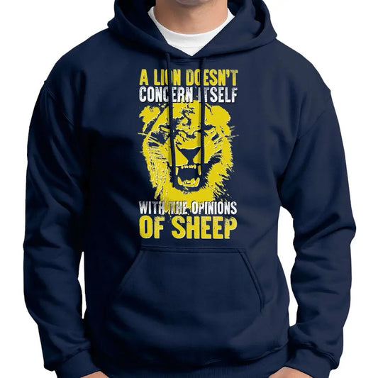 "A Lion Doesn't Concern Itself With The Opinions Of Sheep" Hoodie Wide Awake Clothing