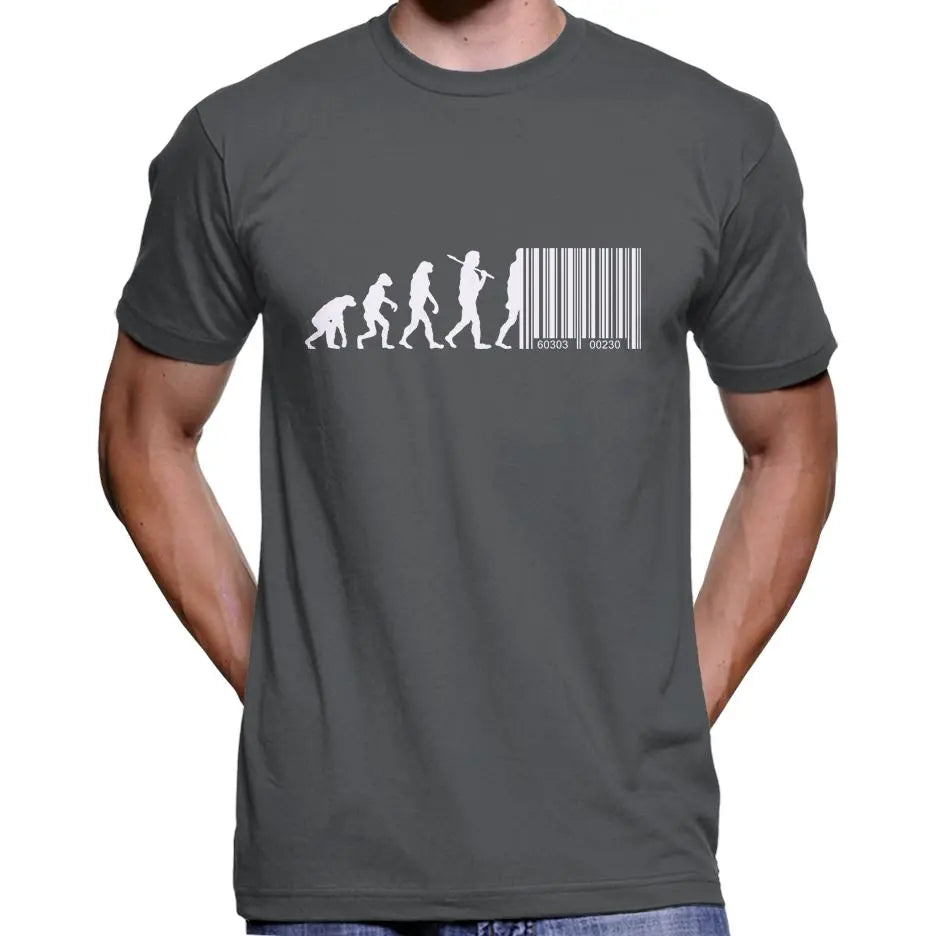 Devolution Of Man Barcode Transhumanism T-Shirt Wide Awake Clothing