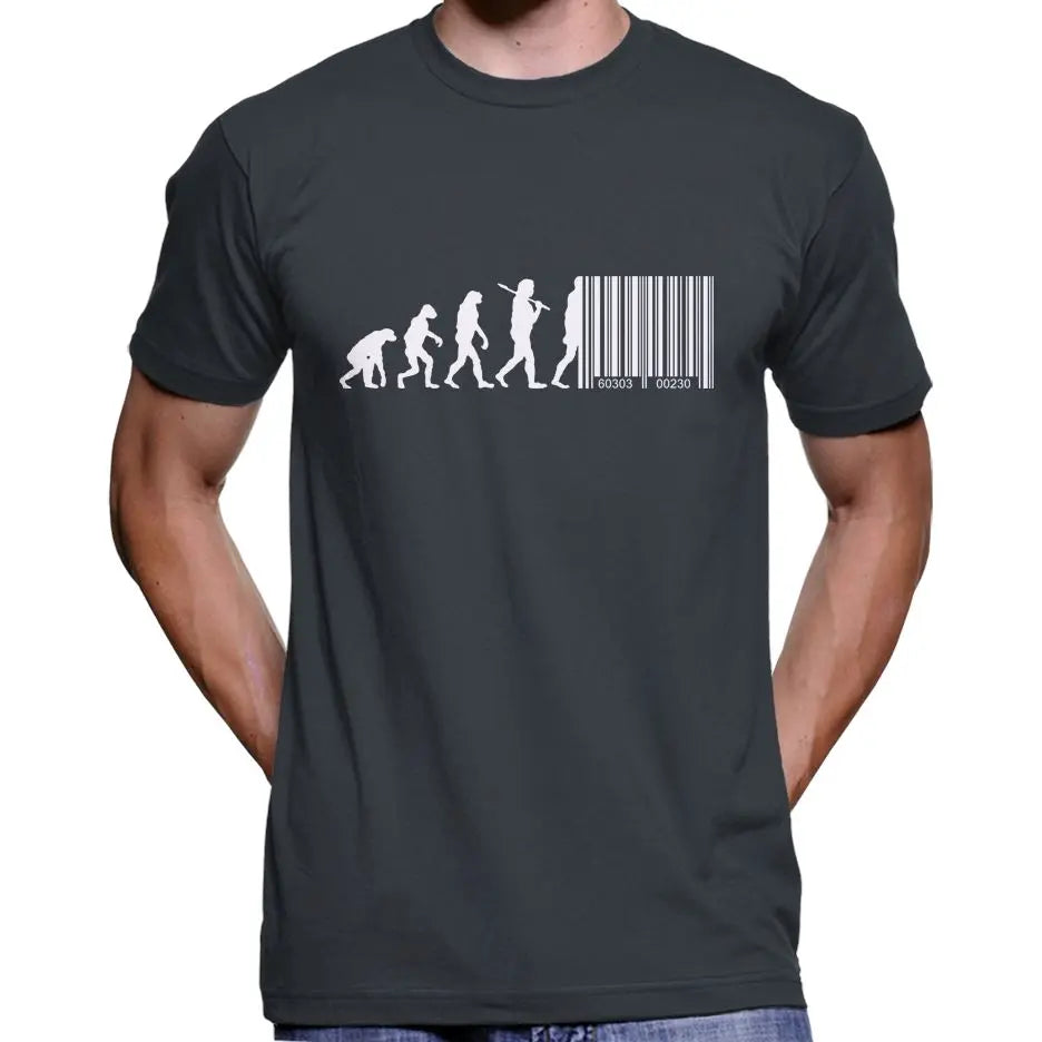 Devolution Of Man Barcode Transhumanism T-Shirt Wide Awake Clothing