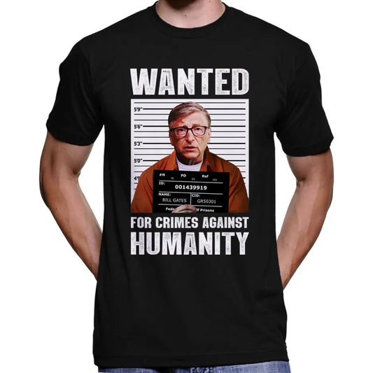 Anti Bill Gates Wanted Poster T-Shirt Wide Awake Clothing